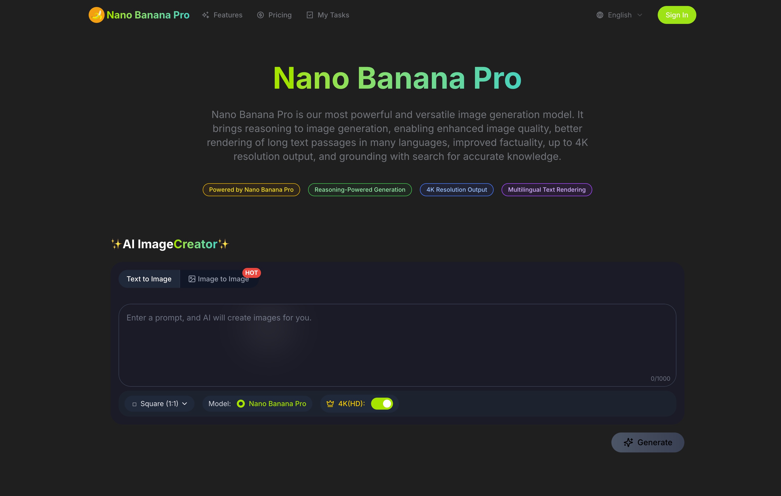 Nano Banana Pro: 4K AI Image Generator | Startup Fast