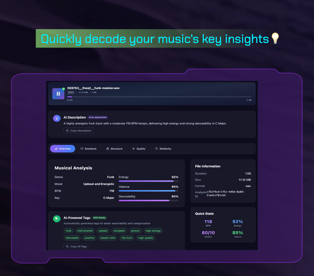Describe Music with AI | Free Music Description Tool | Startup Fast