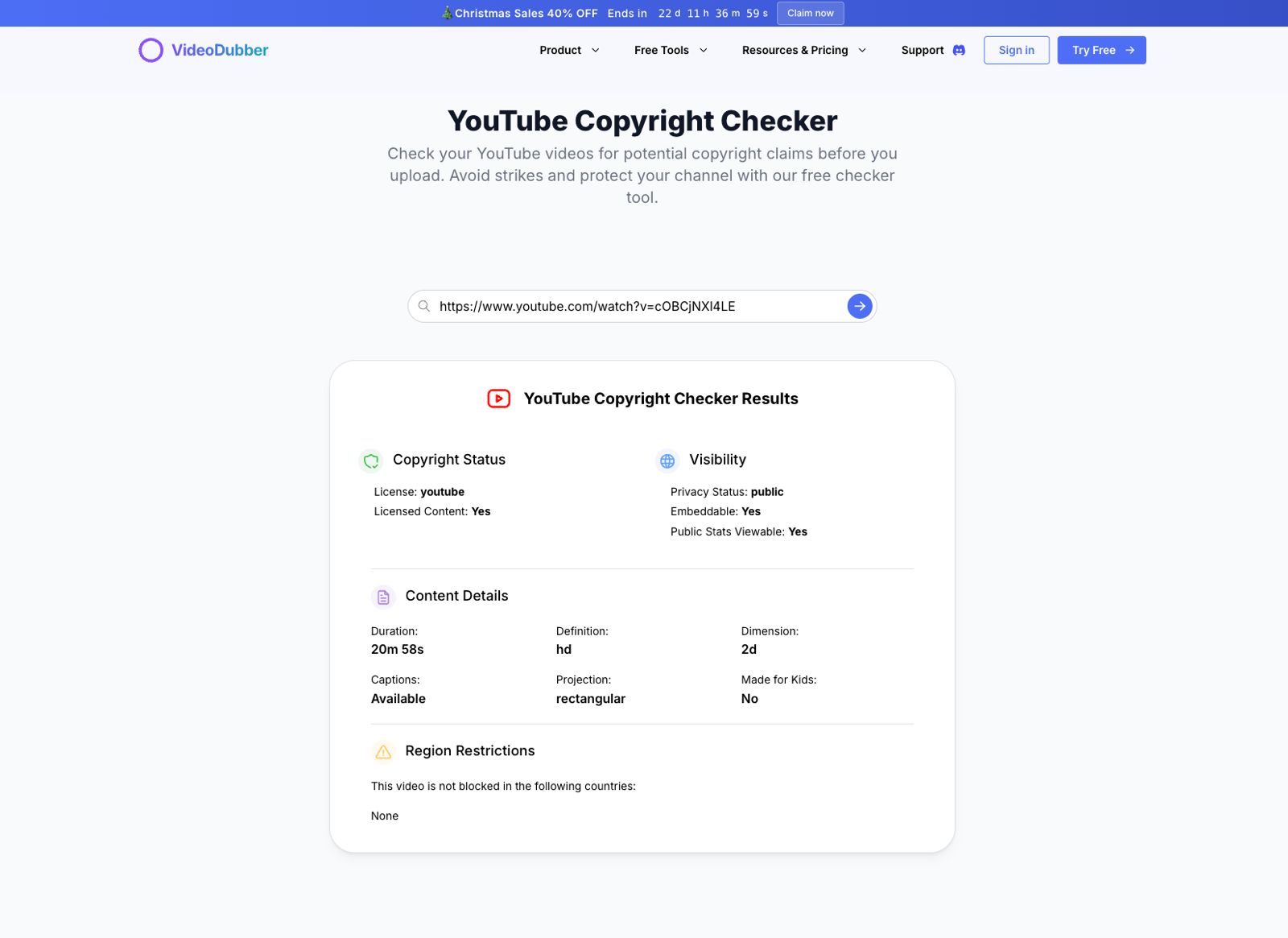 VideoDubber's YouTube Copyright Checker | Startup Fast